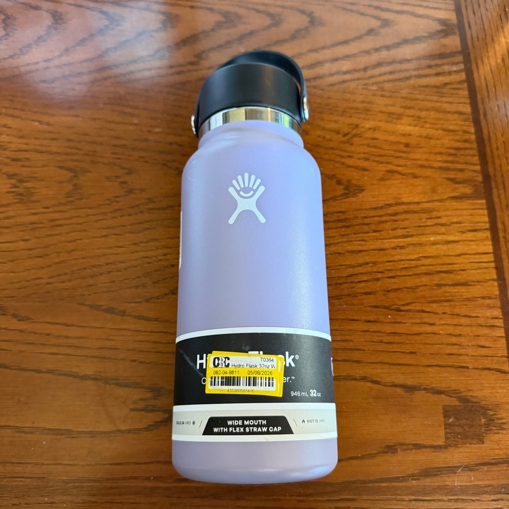 Hydro Flask 32oz Wide Mouth Water Bottle Moonshadow Purple Flex Straw Cap NEW